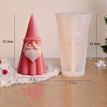 3D Christmas Santa Claus DIY Silicone Candle Molds, Aromatherapy Candle Moulds, Scented Candle Making Molds, White, 7.9x13.3cm
