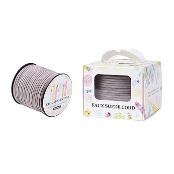 Faux Suede Cord, Faux Suede Lace, Paper Box Packing, Light Grey, 3.0x1.4mm, about 98.43yards/roll(90m/roll)