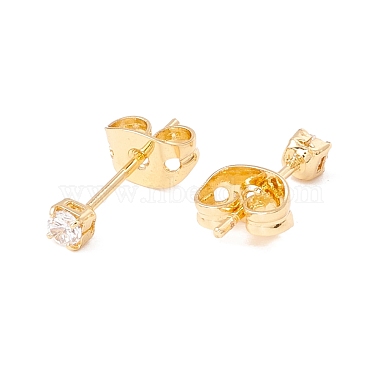 Tiny Clear Cubic Zirconia Square Stud Earrings(EJEW-F282-33G)-2