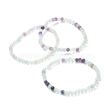 Fluorite naturelle bracelets de perles extensibles(BJEW-A117-A-38)-4