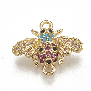 Real 18K Gold Plated Colorful Bees Brass+Cubic Zirconia Links