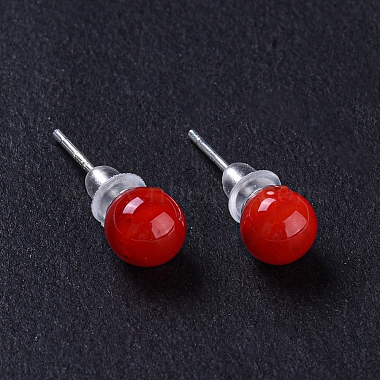 Round Lampwork Ball Stud Earrings(EJEW-F247-01)-3