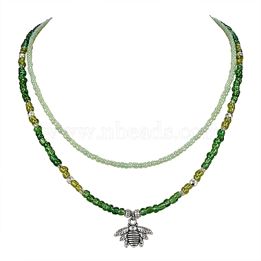 Green Seed Beads Necklaces