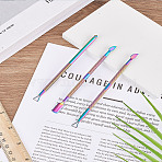 3Pcs 3 Style Double Head 430 Stainless Steel Cuticle Pusher, Hard Skin Remover, Rainbow Color, 12.3~13.5x0.7~0.8x0.5cm(MRMJ-LP0001-32)