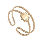 Ion Plating(IP) 304 Stainless Steel Cuff Rings, Hollow Out Sun Element Ring for Women, Real 14K Gold Plated, 4.5~8.5mm, Inner Diameter: 17.7mm(RJEW-G285-66G)