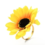 Iron Napkin Rings, with Silk Artificial Sunflower, Gold, 80mm(DJEW-WH0001-10)