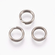 Titanium Alloy Split Rings, Double Loops Jump Rings, Platinum, 8x2mm, Inner Diameter: 7mm, Single Wire: 1mm(PALLOY-WH0019-01B)