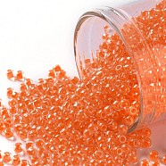 TOHO Round Seed Beads, Japanese Seed Beads, (802) Luminous Neon Orange, 11/0, 2.2mm, Hole: 0.8mm, about 5555pcs/50g(SEED-XTR11-0802)