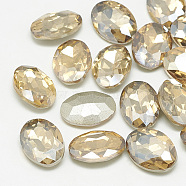 Pointed Back Glass Rhinestone Cabochons, Back Plated, Faceted, Oval, Light Colorado Topaz, 25x18x6mm(RGLA-T080-18x25mm-06)