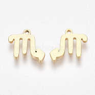 Ion Plating(IP) 304 Stainless Steel Charms, Constellation, Golden, Scorpio, 10x9.5x1mm, Hole: 0.8mm(STAS-S107-06F)