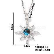 Starry Sky Theme Brass Pave Clear Cubic Zirconia Pendant Necklace for Women, Star, 15.75 inch(40cm)(AQ6325-2)