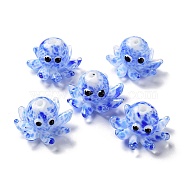 Handmade Bumpy Lampwork Beads Strands, Octopus, Cornflower Blue, 15x25x4mm, Hole: 1.4mm(LAMP-N021-37A-01)