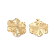 304 Stainless Steel Stud Earring Findings, Real 18K Gold Plated, Flower, 40.5x37mm, Hole: 2.5mm, Pin: 10x0.5mm(STAS-P357-01C-G)