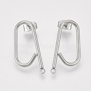 304 Stainless Steel Stud Earring Findings, with Ear Nuts/Earring Backs, Stainless Steel Color, 24x12x1.5mm, Hole: 1.5mm, Pin: 0.8mm(X-STAS-S079-142A)