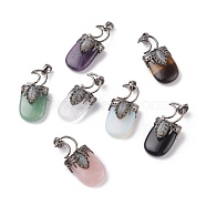 Natural & Synthetic Mixed Stone Pendants, with Brass Findings, Oval, Gunmetal, 44~46x20~21x16~17mm, Hole: 5x7mm(G-F639-09-B)