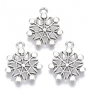 Tibetan Style Alloy Pendants, Lead Free & Cadmium Free, Snowflake, Antique Silver, 19.5x16.5x1.5mm, Hole: 1.8mm, about 500pcs/500g(TIBE-N010-16AS-RS)
