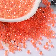 Glass Seed Beads, Opaque Colours Rainbow, Cylinder, Tomato, 2.5x2mm, Hole: 1.4mm(X-SEED-S042-13A-06)
