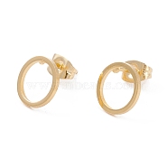 304 Stainless Steel Stud Earrings, Flat Round, Golden, 10mm, Pin: 0.7mm, 12pair/card(X-EJEW-Z012-10D-G)