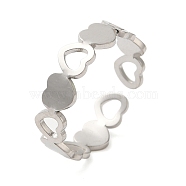 Non-Tarnish Hollow Heart 304 Stainless Steel Open Cuff Rings for Women, Stainless Steel Color, 5mm(RJEW-N048-09P)