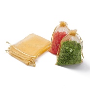 Organza Bags, with Ribbons, Goldenrod, 18x13cm(X-OP-R016-13x18cm-15)