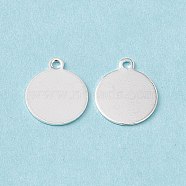 Brass Pendants, Cadmium Free & Lead Free, Flat Round Charm, 925 Sterling Silver Plated, 11.5x10.5x0.5mm, Hole: 1.2mm(KK-A172-05S)