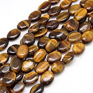Natural Gemstone Tiger Eye Beads Strands, Flat Oval, 18x13x5mm, Hole: 1.5mm, about 20pcs/strand, 15.74 inch(X-G-L164-A-07)