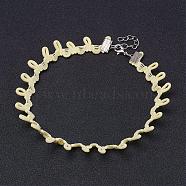 Cloth Gothic Choker Necklaces, with Iron Finding, Platinum, Champagne Yellow, 11.4 inches(29cm)(NJEW-E085-29B)