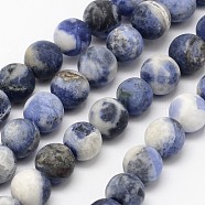 Natural Sodalite Beads Strands, Grade B, Frosted, Round, 8mm, Hole: 1mm, about 48pcs/strand, 15.1 inch(G-D691-8mm)