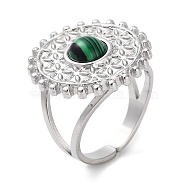  304 Stainless Steel Ring, Adjustable Synthetic Malachite Rings, Sun, Adjustable(RJEW-B059-05P-02)