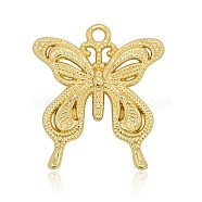 Nickel Free & Lead Free Light Gold Plated Alloy Butterfly Pendants, Long-Lasting Plated, 26x24x3mm, Hole: 2mm(PALLOY-J169-34G-NR)