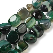 Natural Agate Beads Strands, Dyed & Heated, Nuggets, Tumbled Stone, Medium Sea Green, 14~15x10~14x8~9.5mm, Hole: 1.6mm, about 12~13pcs/strand, 7.09~7.48''(18~19cm)(G-H295-D01-03)