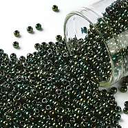 TOHO Round Seed Beads, Japanese Seed Beads, (507) Green Iris Higher Metallic, 11/0, 2.2mm, Hole: 0.8mm, about 1110pcs/10g(X-SEED-TR11-0507)