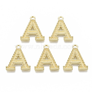 Alloy Pendants, Cadmium Free & Nickel Free & Lead Free, Initial Letter, Real 18K Gold Plated, 21x18x2mm, Hole: 2mm(PALLOY-N157-002A-NR)