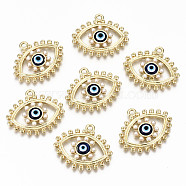 Alloy Pendants, with Enamel and ABS Plastic Imitation Pearl, Cadmium Free & Nickel Free & Lead Free, Light Gold, Eye, Colorful, 24x28.5x3.5mm, Hole: 2mm(PALLOY-T075-47-NR)