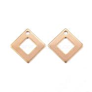 Ion Plating(IP) 304 Stainless Steel Charms, Rhombus, Golden, 14x14x0.8mm, Hole: 1mm(STAS-G127-07G)