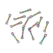 Ion Plating(IP) 304 Stainless Steel Connector Charms, Twisted Bar, Rainbow Color, 10x2x1mm, Hole: 1mm(STAS-Q323-02A-MC)