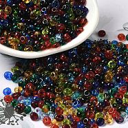 Transparent Colours Glass Seed Beads, Fringe Teardrop Beads, Mixed Color, 6/0, 4~4.5x3~3.5x4~4.5mm, Hole: 1~1.2mm, about 5625pcs/pound(SEED-P006-02A-03)