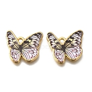 Alloy Enamel Pendants, Golden, Butterfly Charm, White, 17.5x18.5x1mm, Hole: 1.6mm(FIND-G078-35G-05)