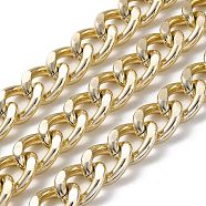 Oxidation Aluminum Diamond Cut Faceted Curb Chains, Twisted Chains, Unwelded, with Spool, Light Gold, 23x17x6mm, about 26.25 Feet(8m)/Roll(CHA-H001-01KCG)
