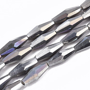 Electroplate Glass Beads Strands, AB Color Plated, Faceted Bicone, Gray, 12x4mm, Hole: 0.8mm, about 59~60pcs/strand, 27.56 inch(70cm)(EGLA-S194-03A-A07)