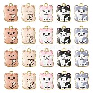 30Pcs 5 Style Printed Alloy Pendants, Golden, Cadmium Free & Nickel Free & Lead Free, Cat Shape Charms, Mixed Color, 22x17x3mm, Hole: 2mm, 6pcs/style(ENAM-CJ0005-51)