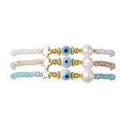 Glass Beaded Bracelets, with Pearl Pendants, Star, Inner Diameter: 2-1/8~3 inch(5.45~7.7cm), 3pcs/set(BJEW-JB10218-03)