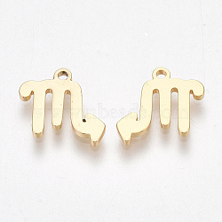 Ion Plating(IP) 304 Stainless Steel Charms, Constellation, Golden, Scorpio, 10x9.5x1mm, Hole: 0.8mm(STAS-S107-06F)