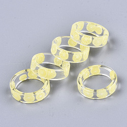 Transparent Epoxy Resin Finger Rings, Lemon, Light Yellow, US Size 6 1/4(16.5mm)(RJEW-S047-001G)