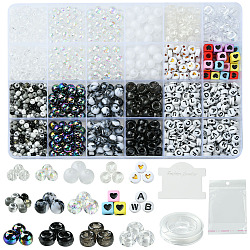 DIY Acrylic & Plastic Beads Bracelets Making Kits, Mixed Color, 4~150x0.8~100x0.5~8mm, Hole: 1~3.8mm(DIY-FS0006-42)