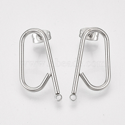 Left and Right Non-Tarnish 304 Stainless Steel Stud Earring Findings, with Ear Nuts/Earring Backs, Stainless Steel Color, 24x12x1.5mm, Hole: 1.5mm, Pin: 0.8mm(X-STAS-S079-142A)