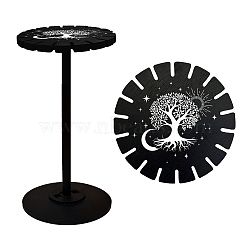 Wooden Wheel, Wooden Display Shelf, Black Holder Stand, Rustic Divination Pendulum Storage Rack, Witch Stuff, Tree Pattern, Wheel: 120x8mm, 2pcs, Studdle: 288x12mm, 1pc(DJEW-WH0046-046)