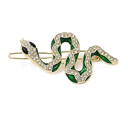 Alloy Enamel Hair Bobby Pins, Snake, with Rhinestone, Golden, 22.5x50mm(PHAR-I009-01A-G)