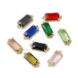 Transparent K9 Glass Connector Charms, with Light Gold Plated Brass Findings, Faceted, Rectangle Links, Mixed Color, 20.5x8x4.5mm, Hole: 1.5mm(X-GLAA-A005-11LG)
