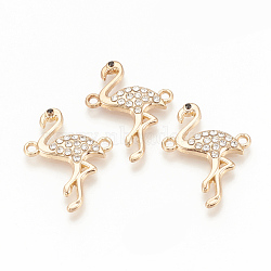 Alloy Rhinestone Links connectors, Flamingo Shape, Golden, 26.5x20x3mm, Hole: 1.6mm(ALRI-Q235-007G)